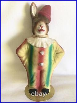 Antique Easter Bunny Carnival Rabbit Candy Container Marked Germany Glass Eyes