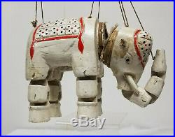 Antique Folk Art Americana Style Thai Elephant Marionette Puppet As Is Circus