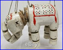 Antique Folk Art Americana Style Thai Elephant Marionette Puppet As Is Circus