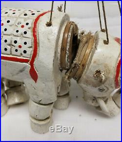 Antique Folk Art Americana Style Thai Elephant Marionette Puppet As Is Circus