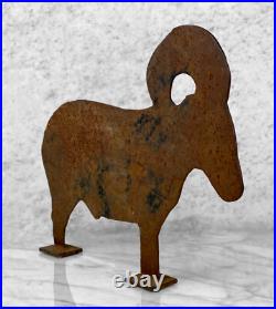 Antique Folk Art Cast Iron FIgural Ram Carnival Shooting Range Game Target