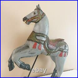 Antique Folk Art Hand-Carved Wooden Painted Horse
