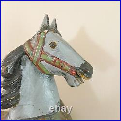 Antique Folk Art Hand-Carved Wooden Painted Horse