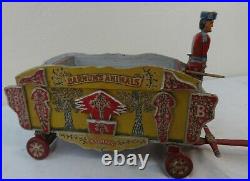 Antique Folk Art Painted Wood Barnum's Animal Circus Wagon Applied Carvings