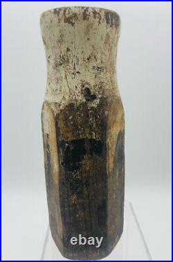 Antique Folk Art Weighted Wood Carnival Game Bottle