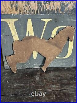 Antique Folk Art Western Rodeo Sign Advertising Farmhouse Country Cowboy