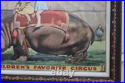 Antique Framed Cole Bros Circus Advertising Poster Children's Favorite Circus