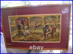 Antique Framed Lithograph Circus Poster. Early 1900s. Equestrians