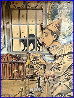 Antique French Fairground Pierrot Shooting Target Game by Saussine C. 1920