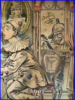 Antique French Fairground Pierrot Shooting Target Game by Saussine C. 1920