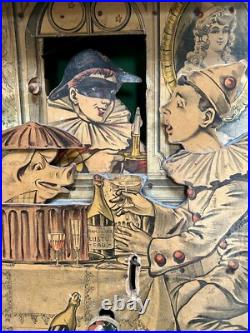Antique French Fairground Pierrot Shooting Target Game by Saussine C. 1920