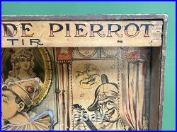 Antique French Fairground Pierrot Shooting Target Game by Saussine C. 1920