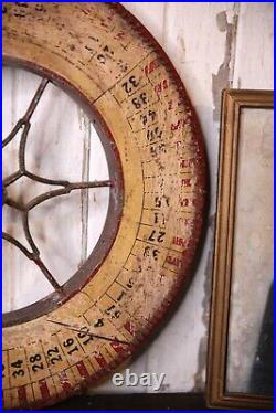 Antique Gambling Roulette Wheel Casino Game Wood Carnival Sign Vintage circus