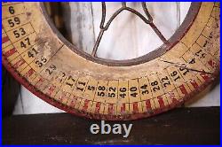 Antique Gambling Roulette Wheel Casino Game Wood Carnival Sign Vintage circus