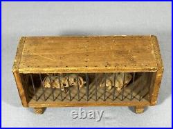 Antique German Celluloid Zoo Circus Animals Wood & Wire Cage Leopards Bear