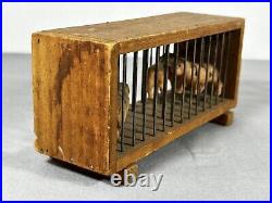 Antique German Celluloid Zoo Circus Animals Wood & Wire Cage Leopards Bear