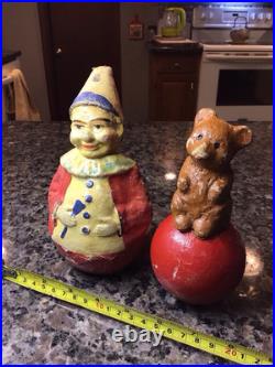 Antique German TOYS Paper Mache TOY Circus Clown Bear Roly Poly GERMANY RARE LOT Antique German TOYS Paper Mache TOY Circus Clown Bear Roly Poly GERMANY RARE LOT