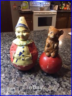 Antique German TOYS Paper Mache TOY Circus Clown Bear Roly Poly GERMANY RARE LOT Antique German TOYS Paper Mache TOY Circus Clown Bear Roly Poly GERMANY RARE LOT