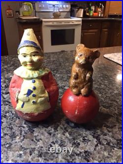 Antique German TOYS Paper Mache TOY Circus Clown Bear Roly Poly GERMANY RARE LOT Antique German TOYS Paper Mache TOY Circus Clown Bear Roly Poly GERMANY RARE LOT