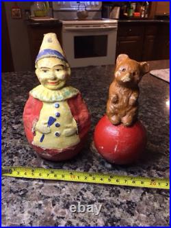 Antique German TOYS Paper Mache TOY Circus Clown Bear Roly Poly GERMANY RARE LOT Antique German TOYS Paper Mache TOY Circus Clown Bear Roly Poly GERMANY RARE LOT