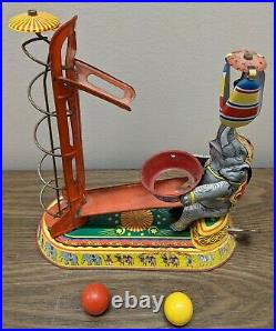 Antique German Tin Circus Elephant Wind Up Toy US Zone Read Desc