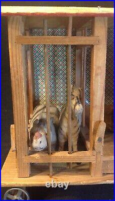 Antique German Wood Circus Pull Toy Squeaker