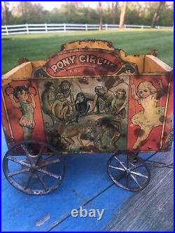 Antique Gibbs Chromolithograph Pony Circus Wagon#53 Dated 1910