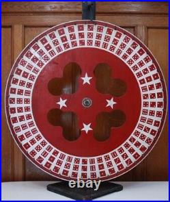 Antique Graphic Carnival Wheel Arcade Game Red White Dominoes Folk Art