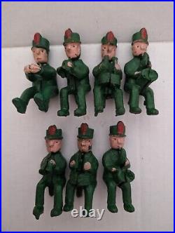 Antique Green Circus Wagon People Men (7) Lead Musical Band Instruments Vintage