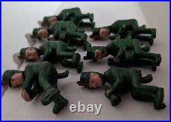 Antique Green Circus Wagon People Men (7) Lead Musical Band Instruments Vintage