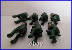 Antique Green Circus Wagon People Men (7) Lead Musical Band Instruments Vintage