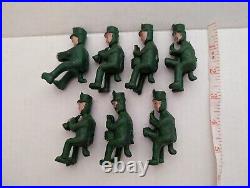 Antique Green Circus Wagon People Men (7) Lead Musical Band Instruments Vintage