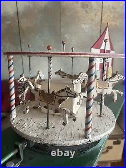 Antique Hand Crank Circus Carrousel Display