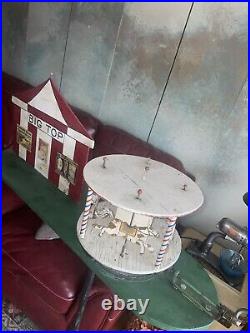 Antique Hand Crank Circus Carrousel Display