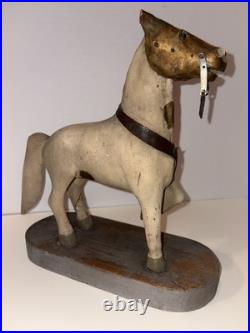 Antique Hand Painted & Carved Wood Folk Art Horse Figure Circus Carousel 11 1/2 Antique Hand Painted & Carved Wood Folk Art Horse Figure Circus Carousel 11 1/2