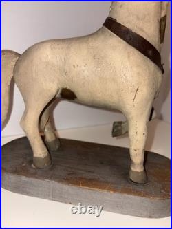 Antique Hand Painted & Carved Wood Folk Art Horse Figure Circus Carousel 11 1/2 Antique Hand Painted & Carved Wood Folk Art Horse Figure Circus Carousel 11 1/2