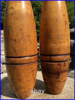 Antique Handmade Primitive Maple Wood Indian Clubs Exercise Juggling Circus Pins