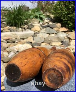 Antique Handmade Primitive Maple Wood Indian Clubs Exercise Juggling Circus Pins