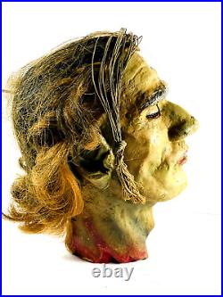 Antique Head of John the Baptist Sideshow Circus Carnival Gaff with Box folk art