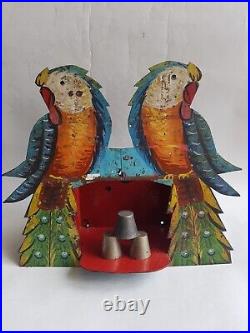 Antique Iron Carnival Shooting Gallery Parrots Target 50s