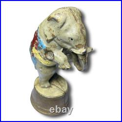 Antique Iron Piggy Bank Circus Elephant Figure