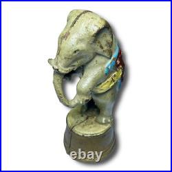 Antique Iron Piggy Bank Circus Elephant Figure