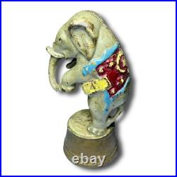 Antique Iron Piggy Bank Circus Elephant Figure