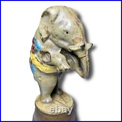 Antique Iron Piggy Bank Circus Elephant Figure