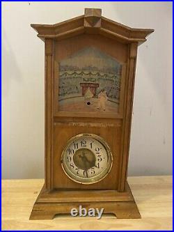Antique Junghans Acrobat Automated Circus Scene Wood Clock Parts Or Repair