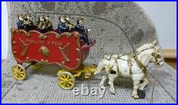 Antique Kenton Overland Circus Cast Iron Band Wagon with Driver & 6 Players
