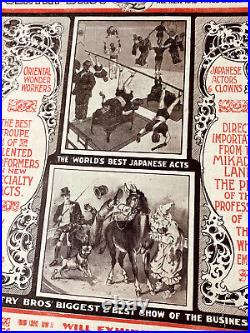 Antique LRG Gentry Bros Circus Carnival Poster Program VERY NICE courier