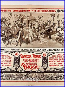 Antique LRG Gentry Bros Circus Carnival Poster Program VERY NICE courier