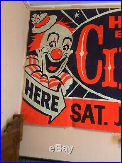 Antique Large Original Cloth Circus Poster, Killer Item From The 1940S