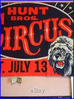 Antique Large Original Cloth Circus Poster, Killer Item From The 1940S